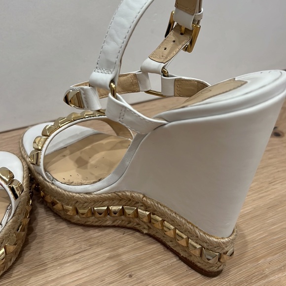 Christian Louboutin Cataclou 140 CAlf:Rope wedge shoe 37 white and gold - Picture 7 of 12